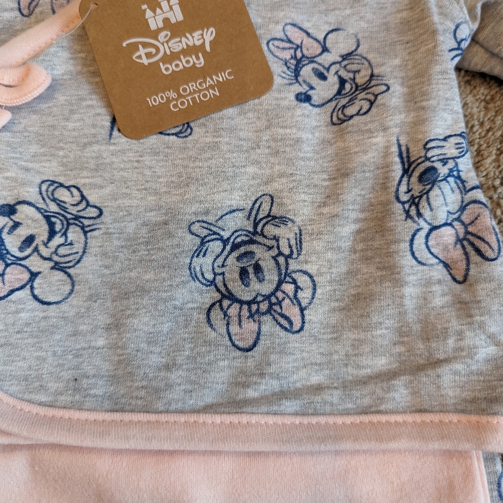 Disney Baby Minnie Mouse 100% Organic Cotton 3 Piece Set Size 3-6 months - Picture 4 of 5